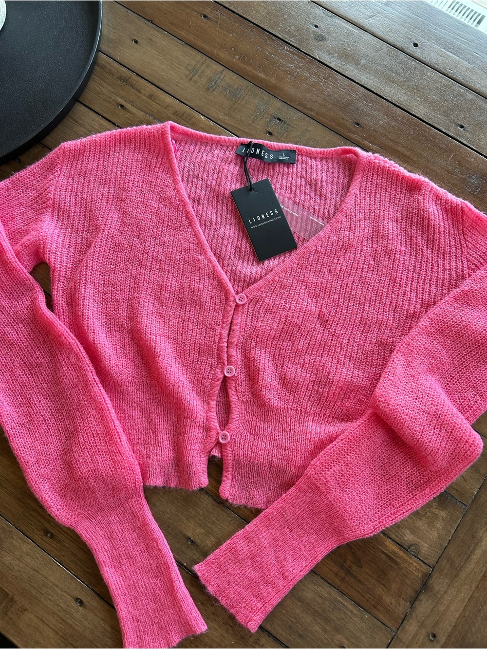 NWT Lioness Heartbreaker Hot Pink Cardigan Sweater L
